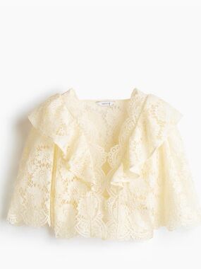 H&M s/s 2026 flounced trimmed lace blouse